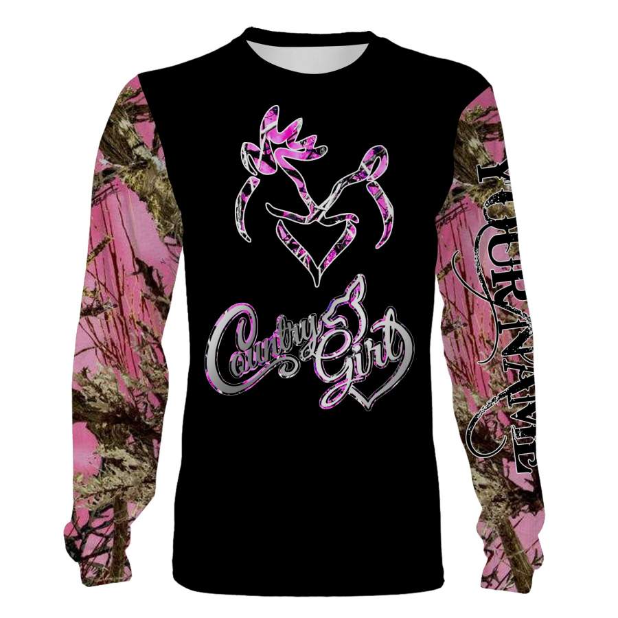 Country girl Deer Hoodie, sweatshirt, leggings Pink and Black camo custom Name 3D full printing – FSD727