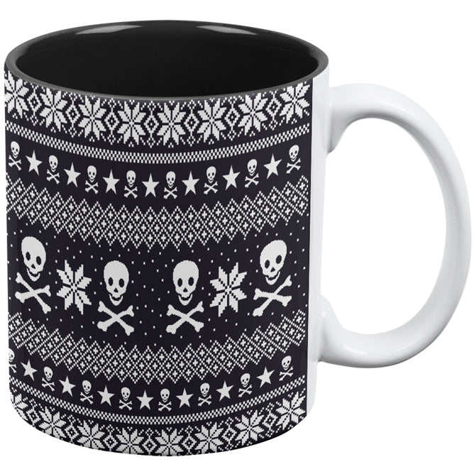 Skull & Crossbones Ugly Christmas Sweater All Over Coffee Mug