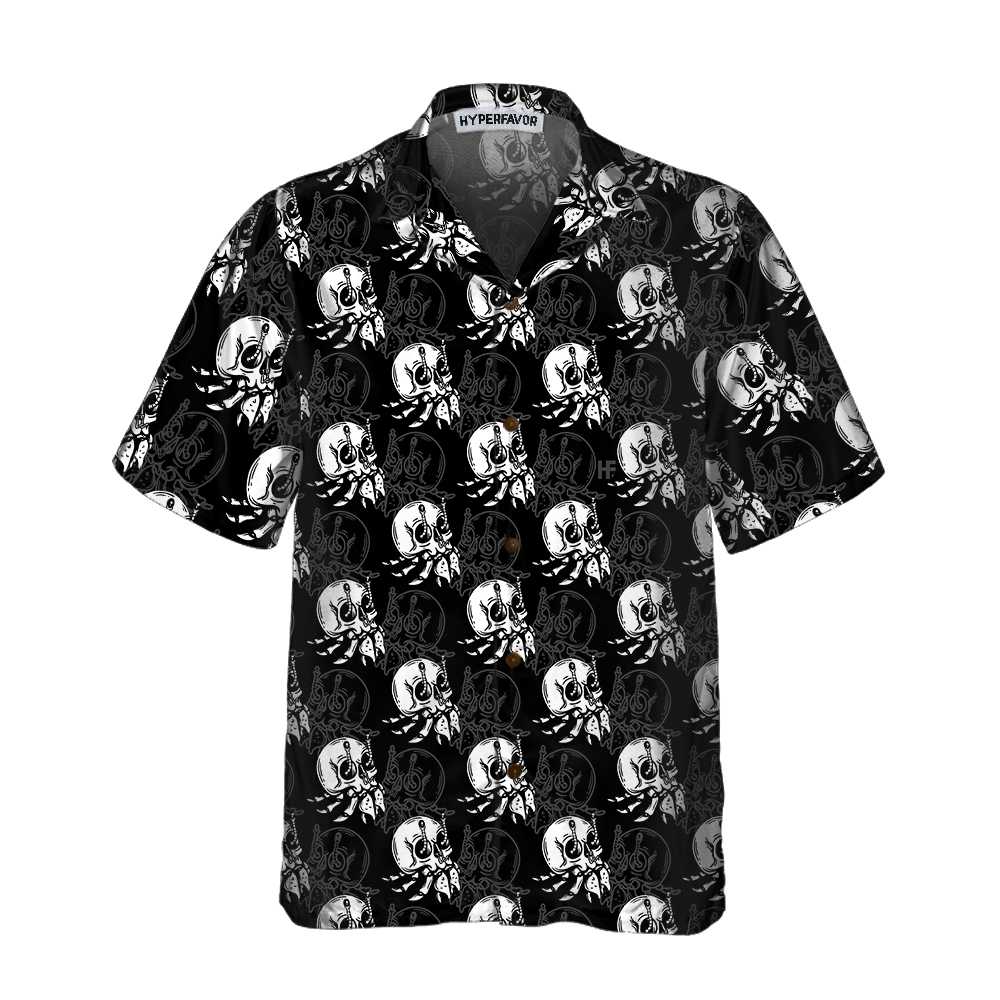 Vintage Style Skull Shell Hermit Crab Seamless Pattern Hawaiian Shirt, Unique Crab Shirt, Crab Print Shirt