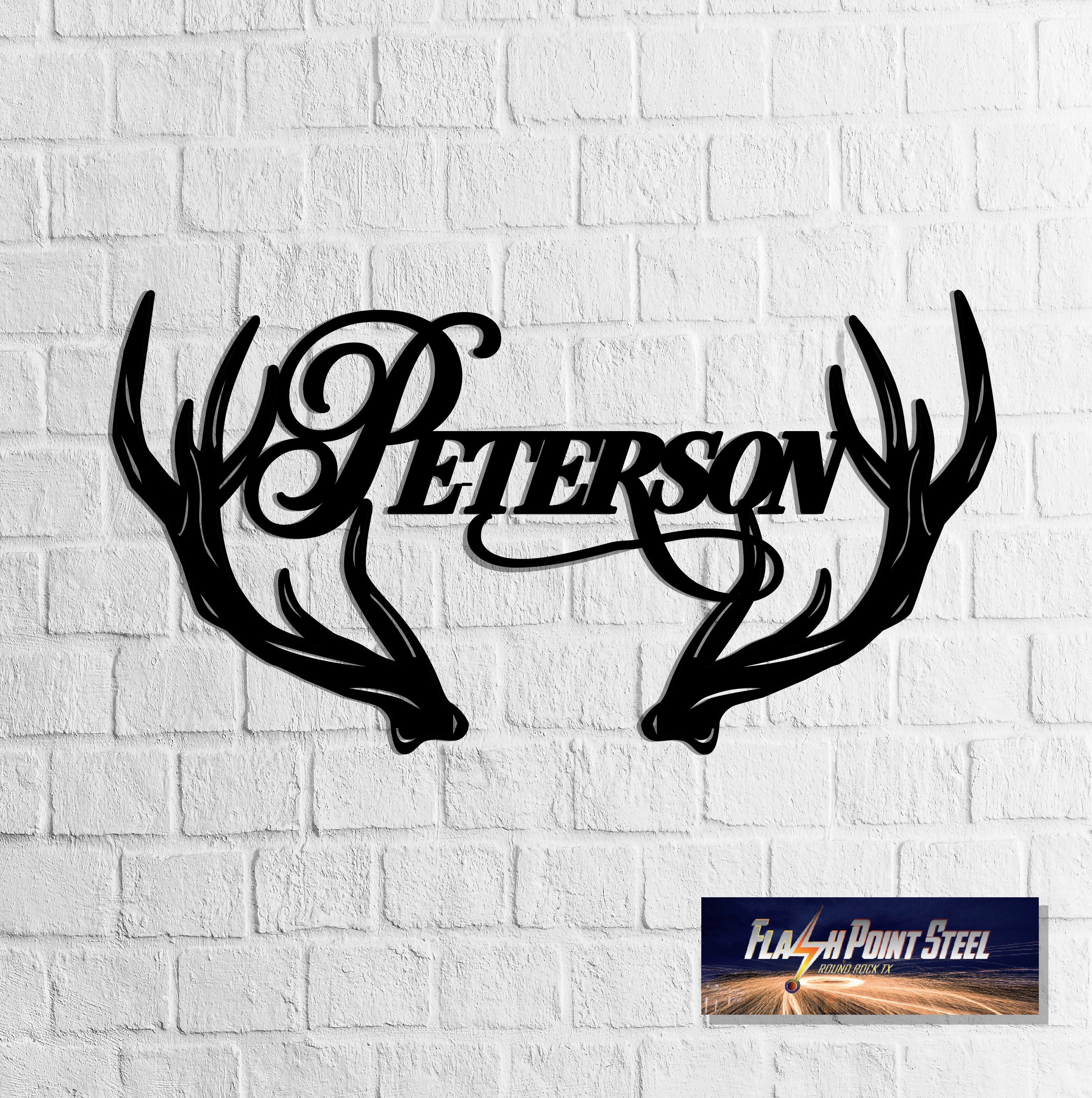 Antlers Personalized Name, Steel Art, Antler Monogram, Antler Sign, Family Name Sign, Wreath, Ranch Sign, Home Decor, Deer Antlers, Entrance