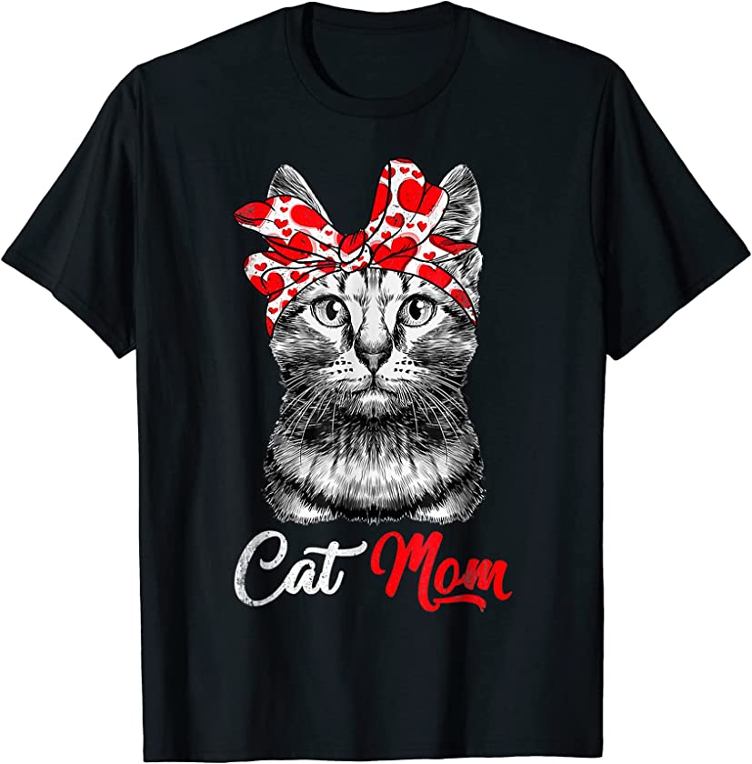 Cat Mom Cat Lovers Cute Kitten Bandana Mother’s Day Funny T-Shirt