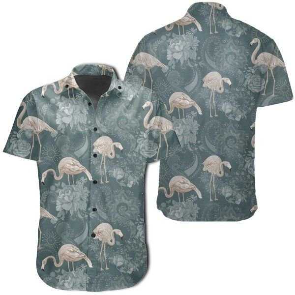 Tropical Flamingos And Tropical Plants Hawaiian Shirt 1