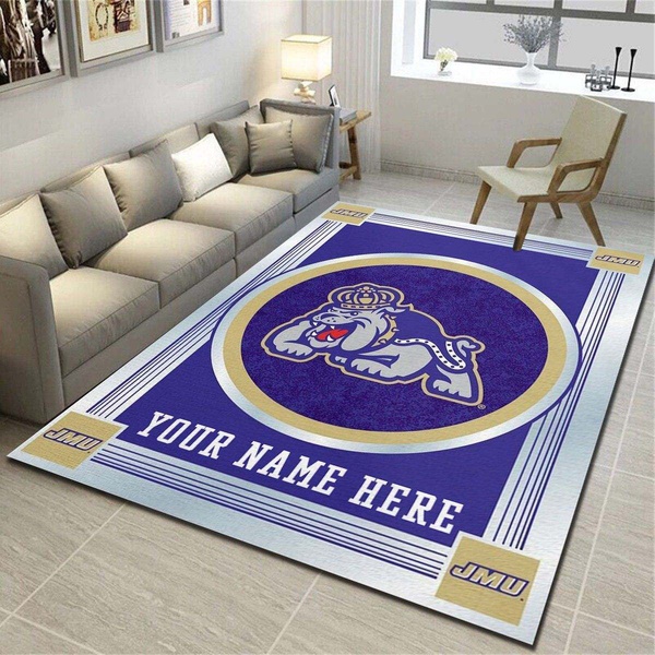 James Madison Dukes Personalized Rug, Team Living Room Carpet, Customized Floor Decor