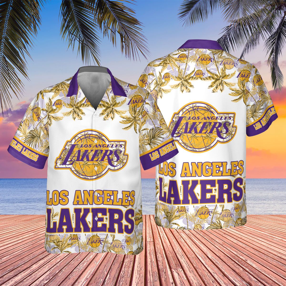 Vibrant Themed Hawaiian Shirt Los Angeles Lakers