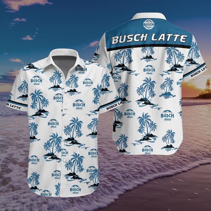 Busch Latte Beer Summer Beach Hawaii Graphic Print Short Sleeve Hawaii Casual Shirt Ha85700