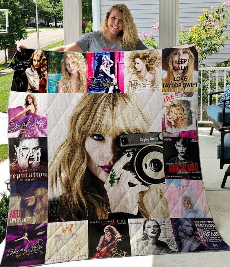 Taylor Swift Style 2 For Fan For Best Friend For Daughter For Son For Dad Fleece Quilt Blanket Personalized Customized Home Decor