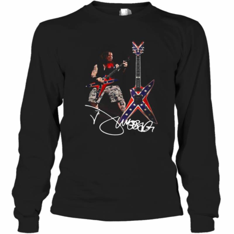 Dimebag Darrell Costume Playing Guitar Signatures Long Sleeve T-Shirt