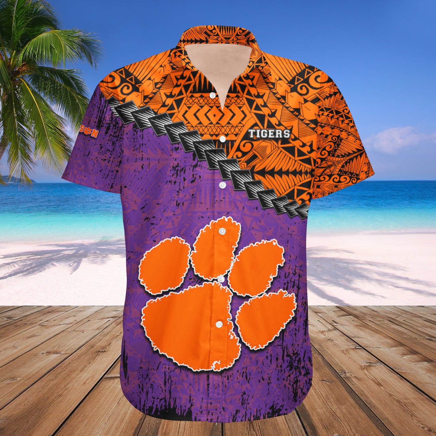 Clemson Tigers Hawaii Shirt Grunge Polynesian Tattoo – NCCA