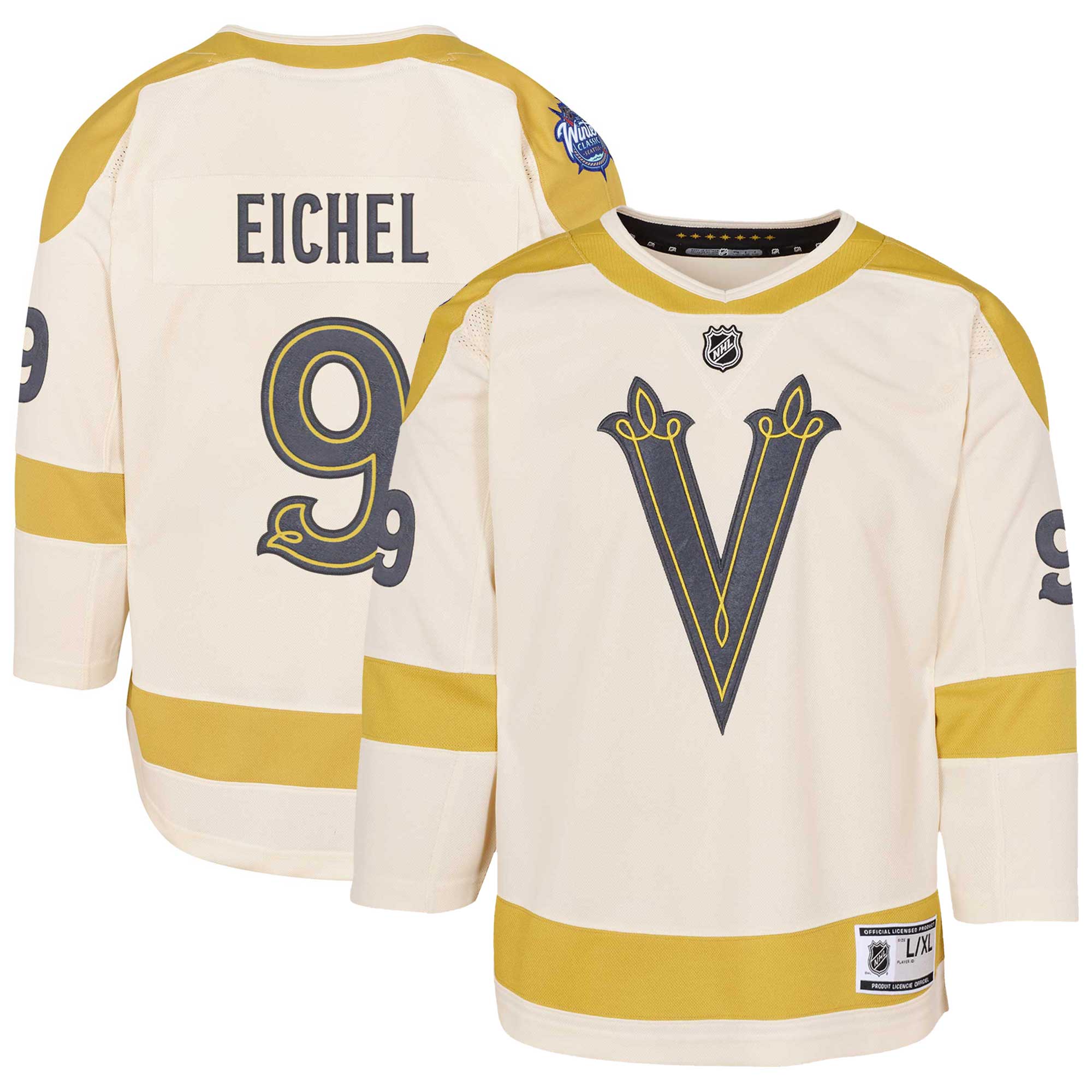 Youth Vegas Golden Knights Jack Eichel Cream 2024 NHL Winter Classic Premier Player Jersey