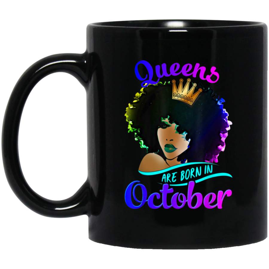 Queens Born October Gift Black Girl Libra Scorpius Birthday Black Mug