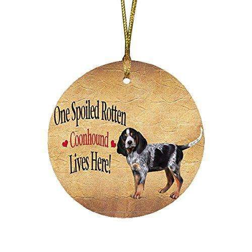 Coonhound Bluetick Puppy Spoiled Rotten Dog Round Christmas Ornament