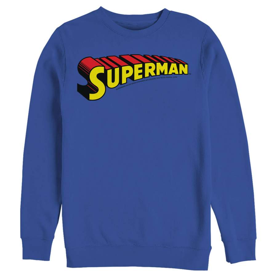 Superman Men’s Classic Text Logo  Sweatshirt