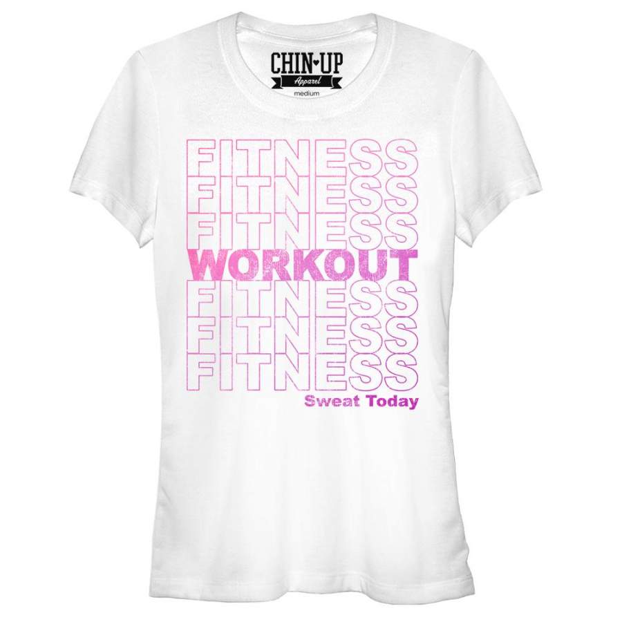 CHIN UP Junior’s Fitness Workout  T Shirt White