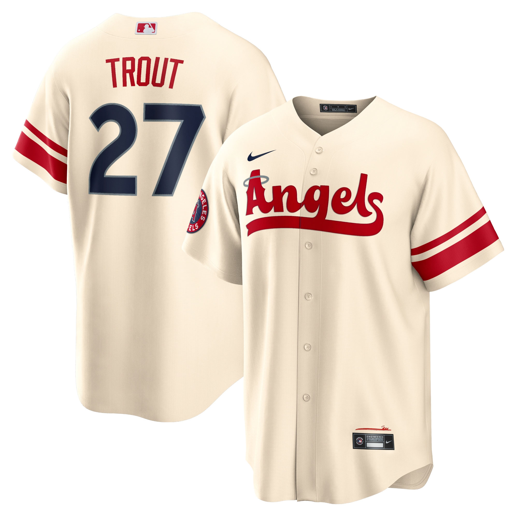 Men’s Los Angeles Angels Mike Trout Cream 2022 City Connect Player Jersey