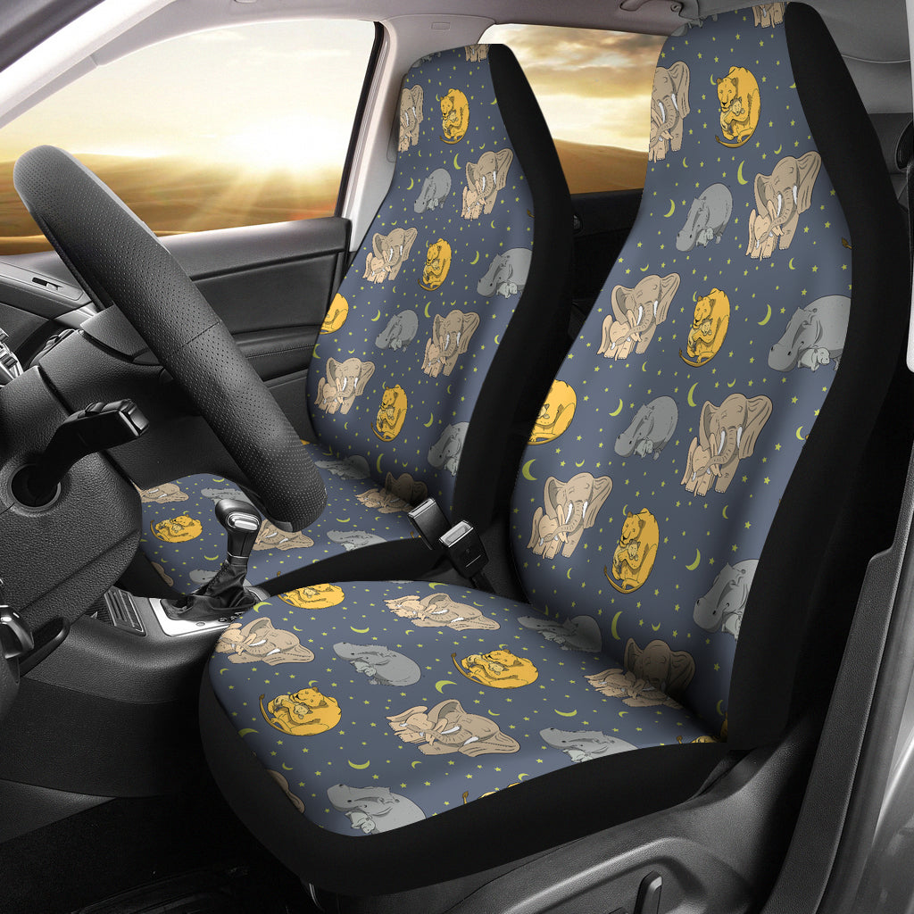 Safari Elephant Lion Print Design Lks303 Car Seat Covers