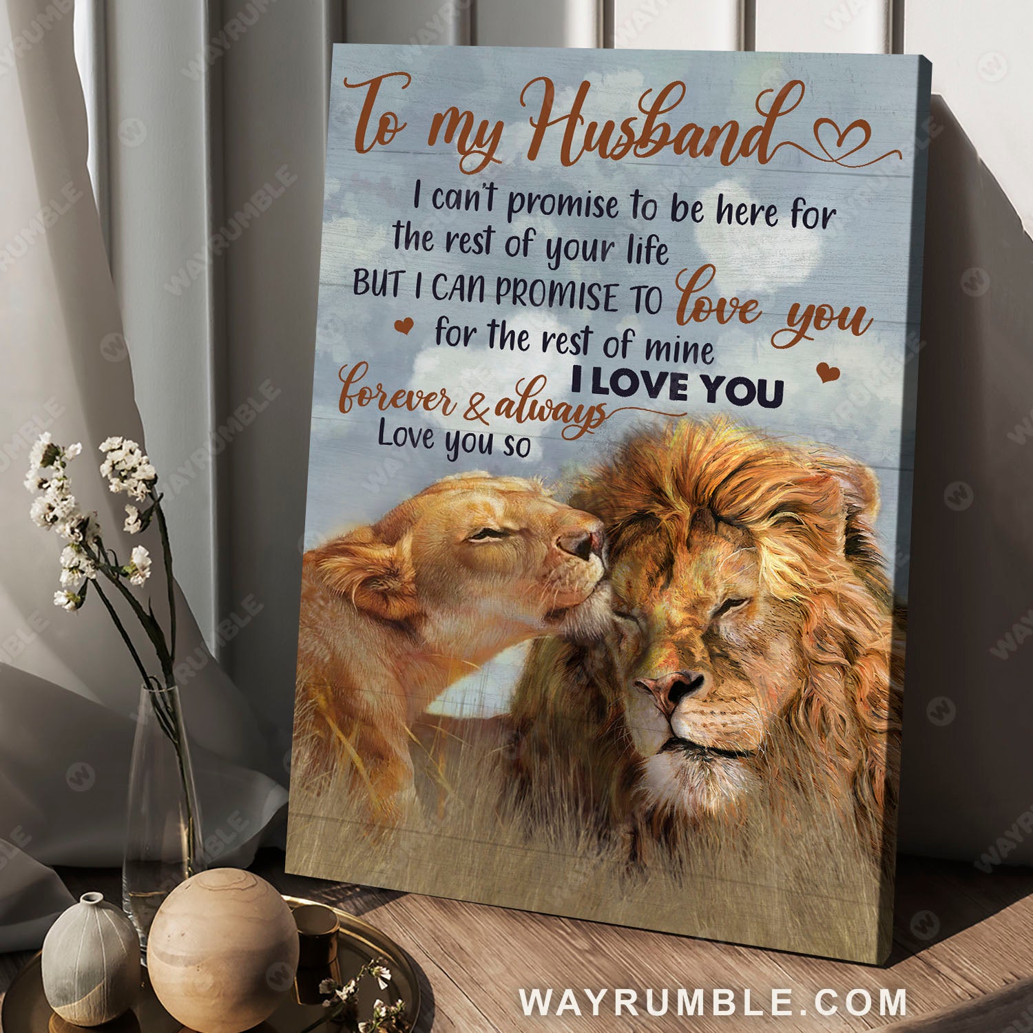 To My Husband, Lion Couple, Lion Painting, I Promise To Love You For The Rest Of My Life – Couple Portrait Canvas Prints, Wall Art