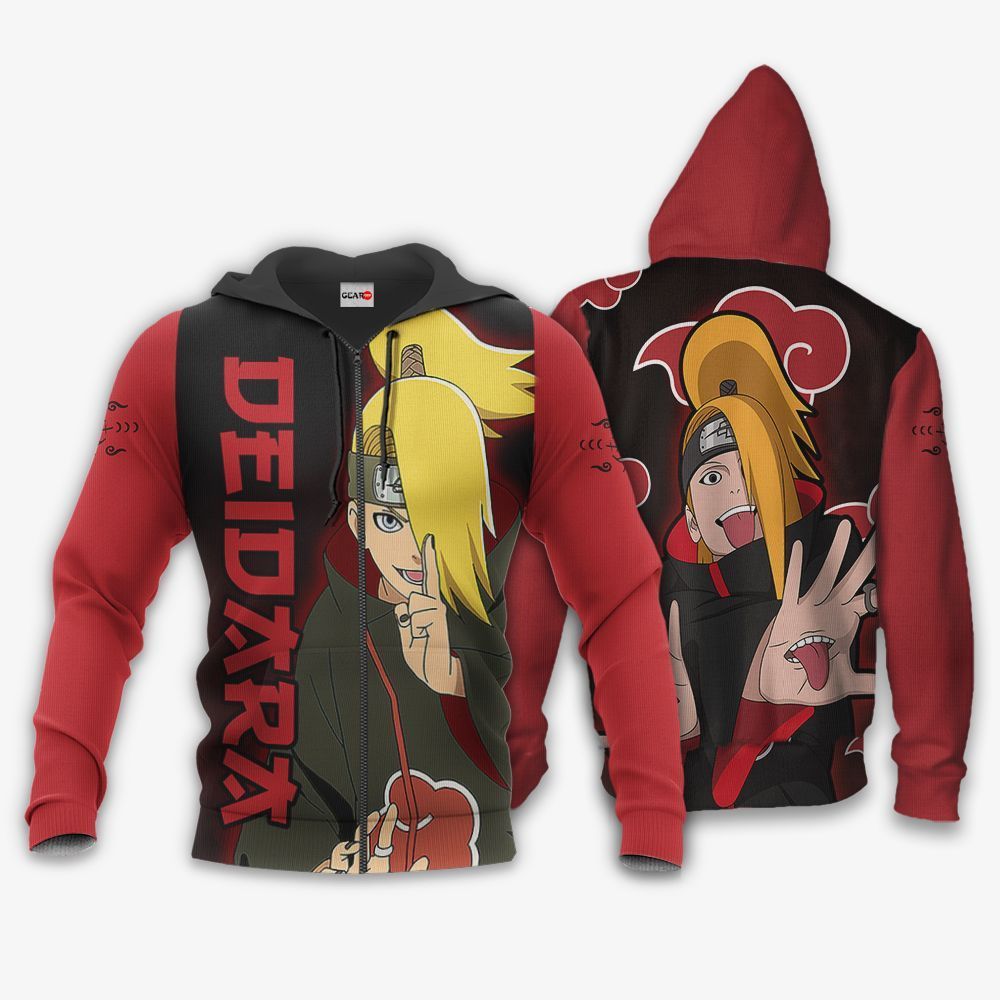 Akatsuki Deidara Hoodie Shirt Naruto Anime Zip Jacket