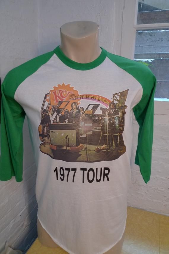 44 Old Stock Dated 1977 Kc And The Sunshine Band Shirt Single Sided Deadstock Unworn Single Stitched Screen Stars Shirt