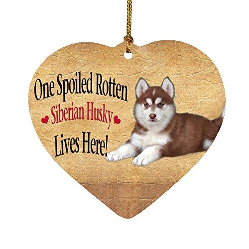 Spoiled Rotten Siberian Husky Puppy Dog Heart Christmas Ornament