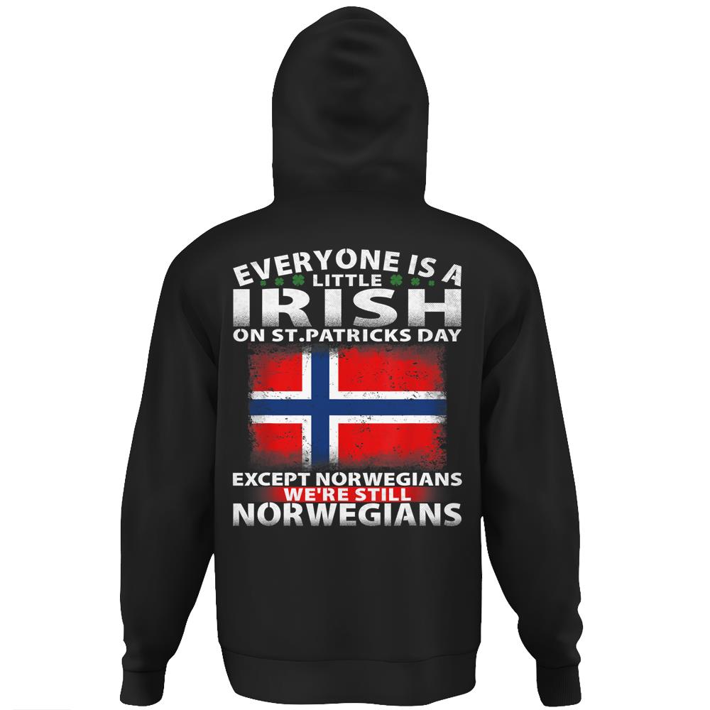 Everyone Is Little Irish On Patrick’S Day Except Norwegians Hoodie Print On Back