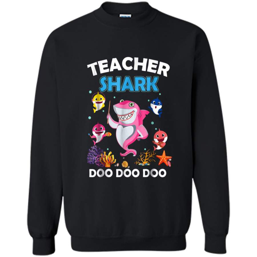 Teacher Shark  Doo Doo Doo Tee Gift For Teachers Printed Crewneck Pullover Sweatshirt