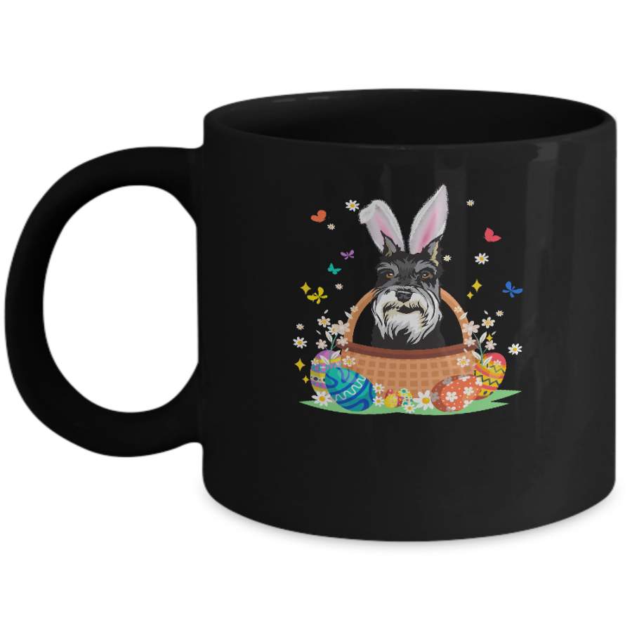 Schnauzer Bunny Hat Rabbit Easter Eggs Mug