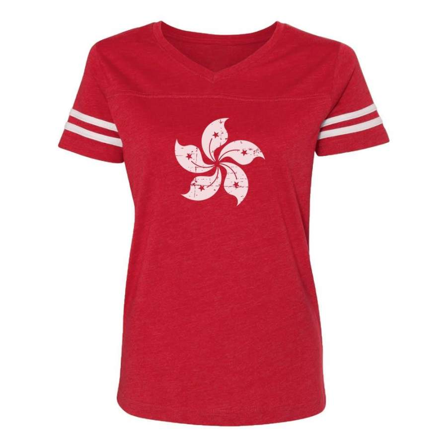 Vintage Hong Kong Flag Women Football Jersey T-Shirt