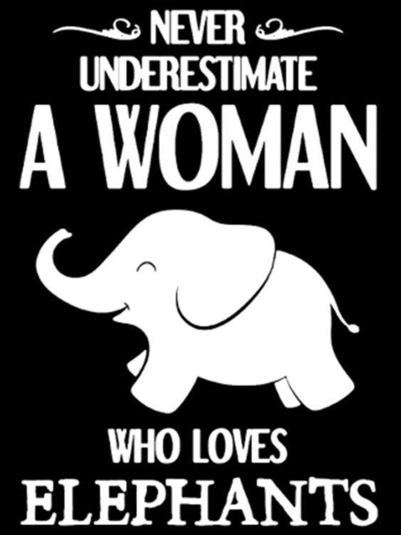 never underestimate a woman who loves elephants t shirt black a8