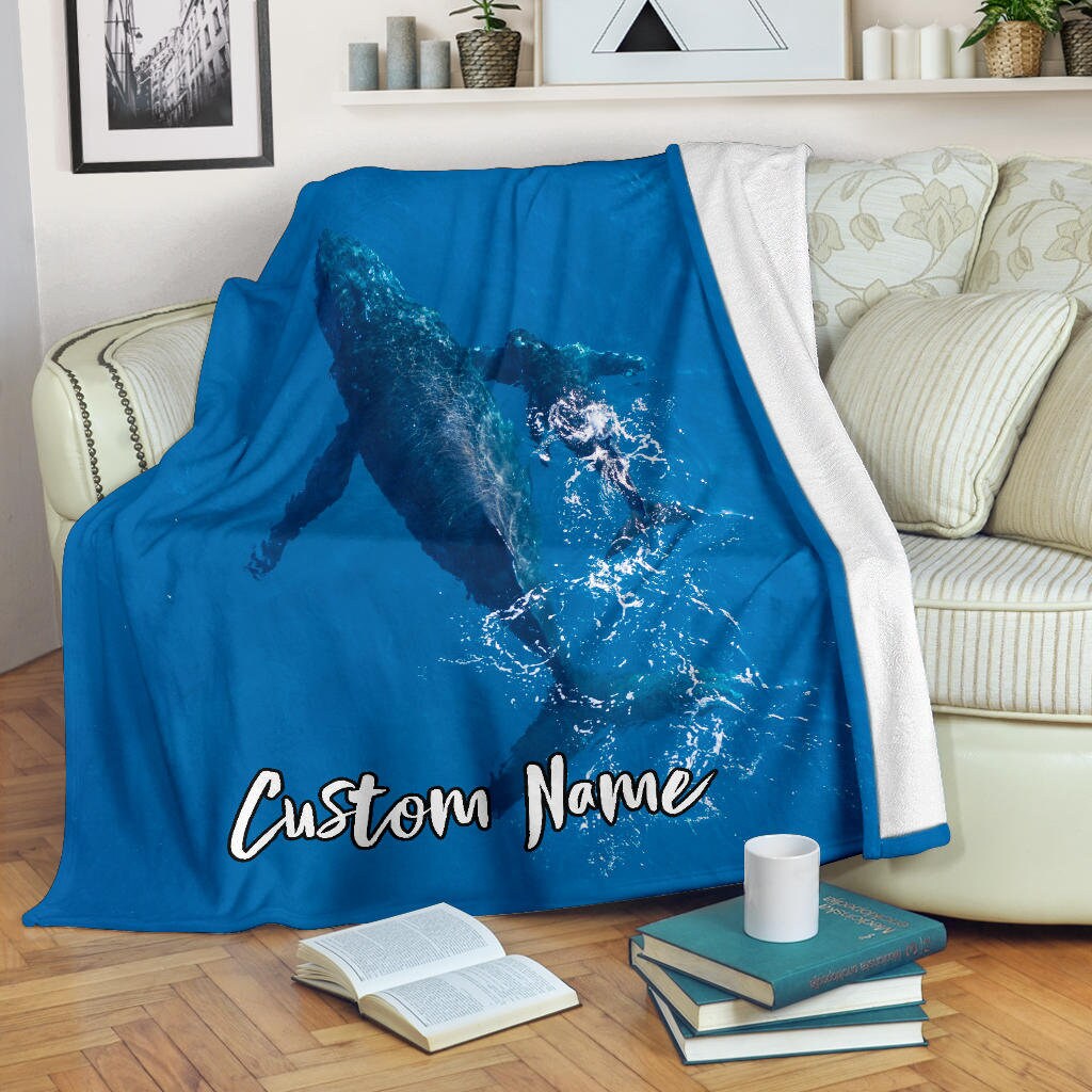 Humpback whale Blanket – Throw Blanket – Fleece Blanket – Adult Kid Blanket – Gifts Her Him