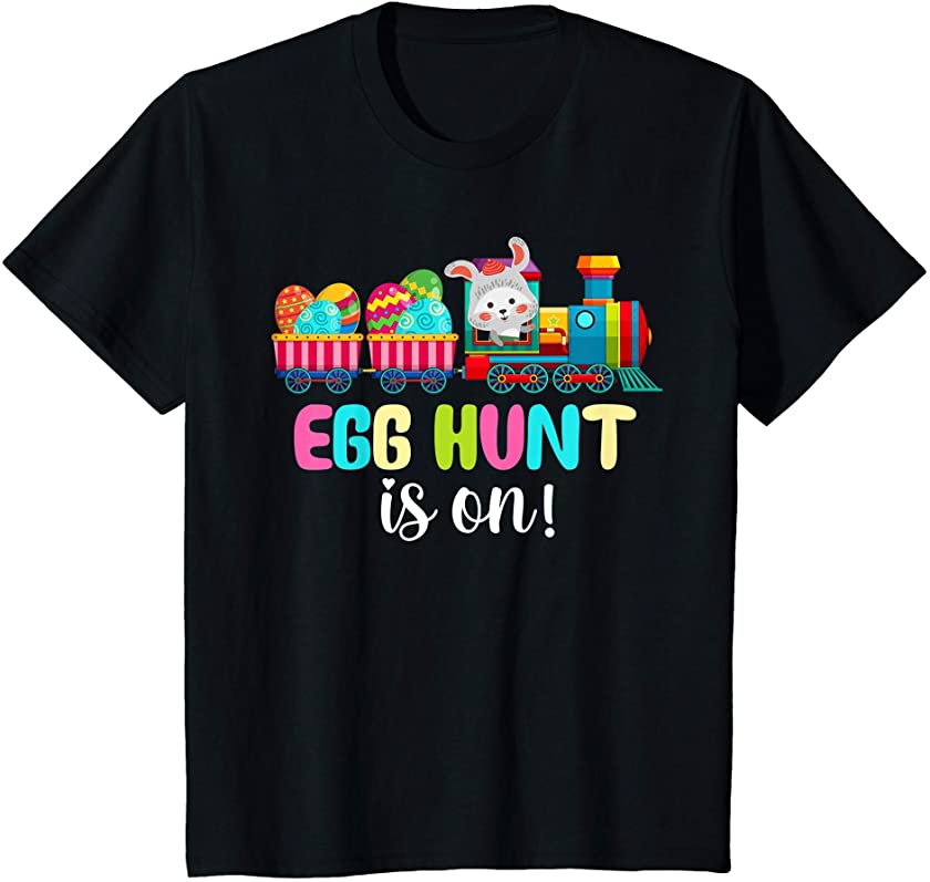 Kids Boys Easter Day Egg Hunt Is On Bunny Ear Train Apparel T-Shirt