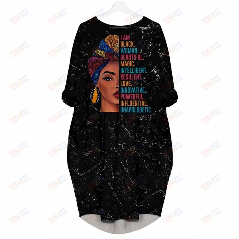 Temotee African Dress 36 – I Am Black Woman Beautiful Magic Intelligent 3D Dress Afro Girl Shirt African American Woman Gift Idea TMT2295