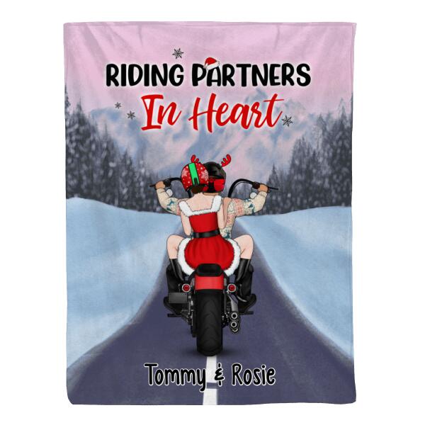 Personalized Blanket, Christmas Motorcycle Couple, Christmas Gift For Motorcycle Lovers