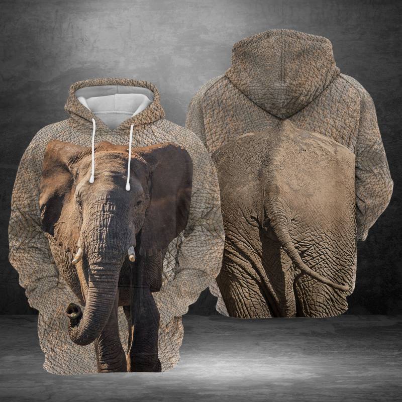 Funny Elephant Front and Back View D1205  – All Over Print Unisex Hoodie