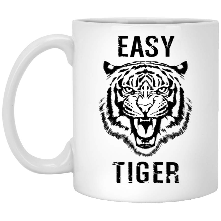 Easy Tiger Trendy Animal Print Graphic Roar White Mug