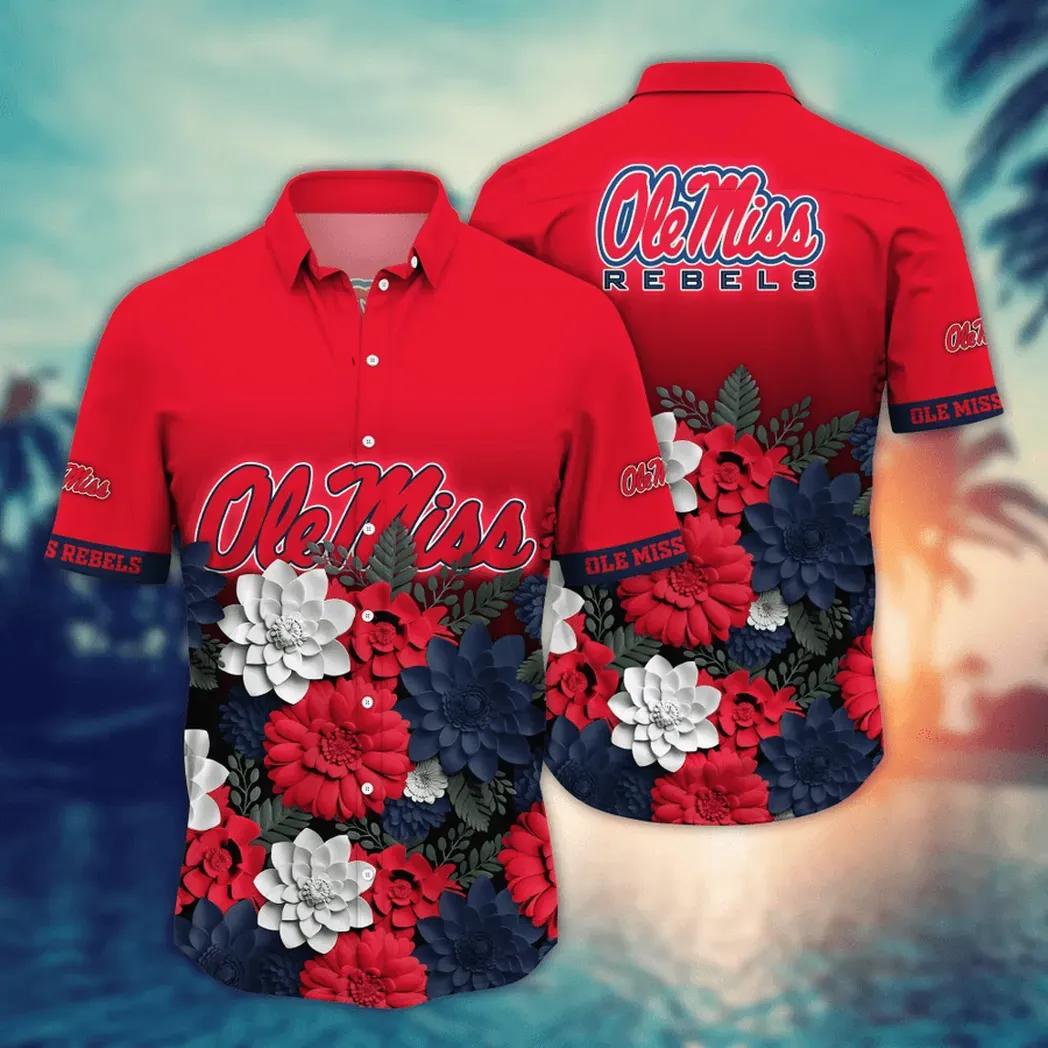 Ole Miss Rebels Ncaa Flower Aloha Hawaiian Shirt 13, Ncaa Hawaiian Shirt