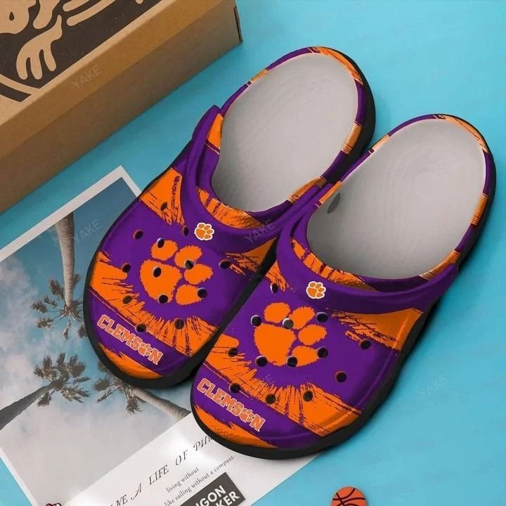 Clemson Tigers Purple Orange Crocs Crocband Clog Comfortable Water Shoes