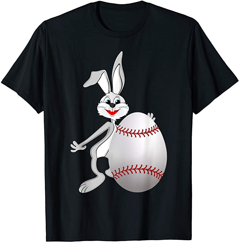 Cute Baseball Bunny Rabbit Eggs Easter Day Men Women Boys T-Shirt