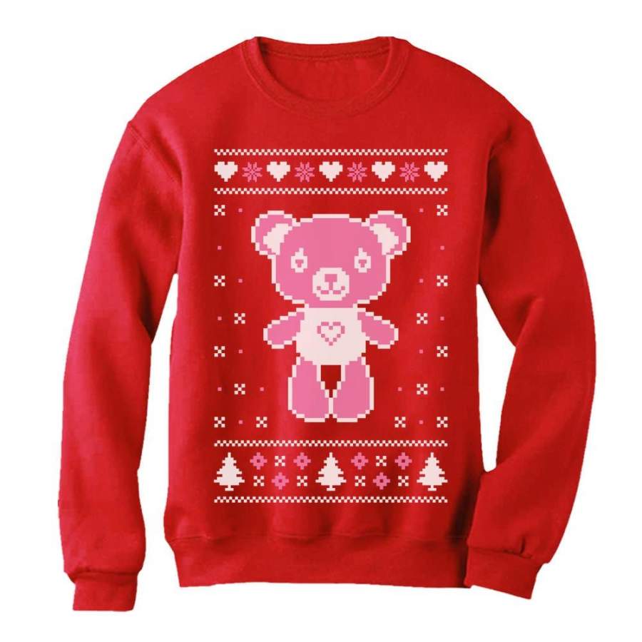 Big Pink Furry Bear Doll Ugly Christmas Sweater Funny Women Sweatshirt