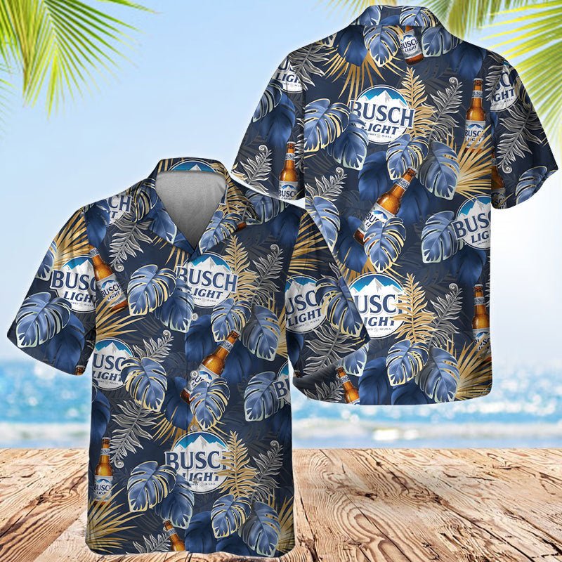 Busch Light Palm Leaves Print Hawaiian Shirt
