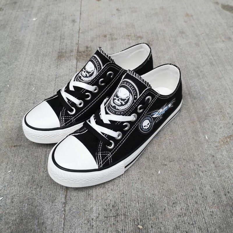 Love Skull Motorcycle Harley Davidson Black Low Top Shoes 2, Harley Low Top, Custom Shoes, Birthday Gift, Motorcycle Shoes, gift for fan