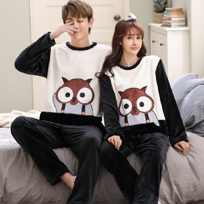 Autumn Winter Couple Pajamas Warm Flannel Man Pajamas Sets Sleepwear Family Pijama Lover Night Men & Women Casual Women Pyjamas alx