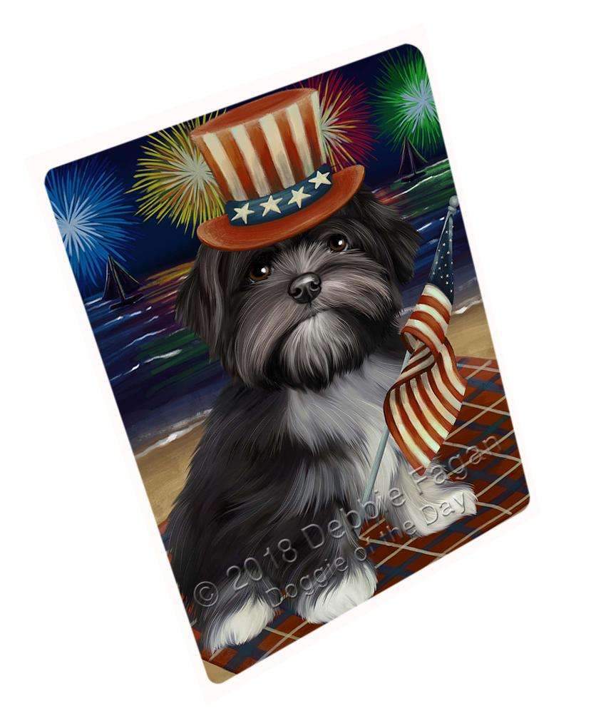 4Th Of July Independence Day Firework Lhasa Apso Dog Blanket Blnkt56001 (37X57 Sherpa)