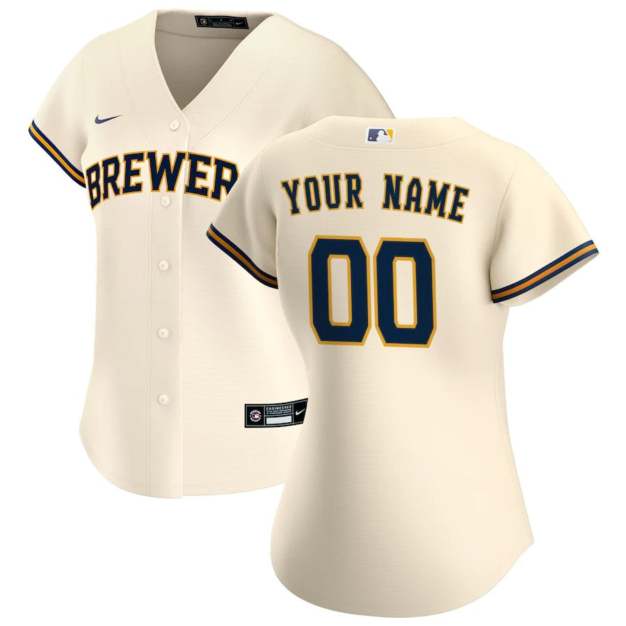 Women’S Milwaukee Brewers Nike Cream Home Replica Custom Jersey