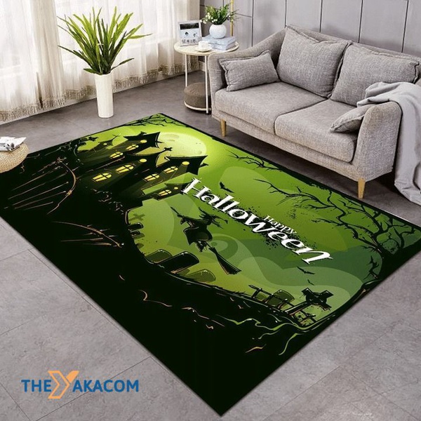 A Witch In Halloween Night Rectangle Area Rug Floor Decor