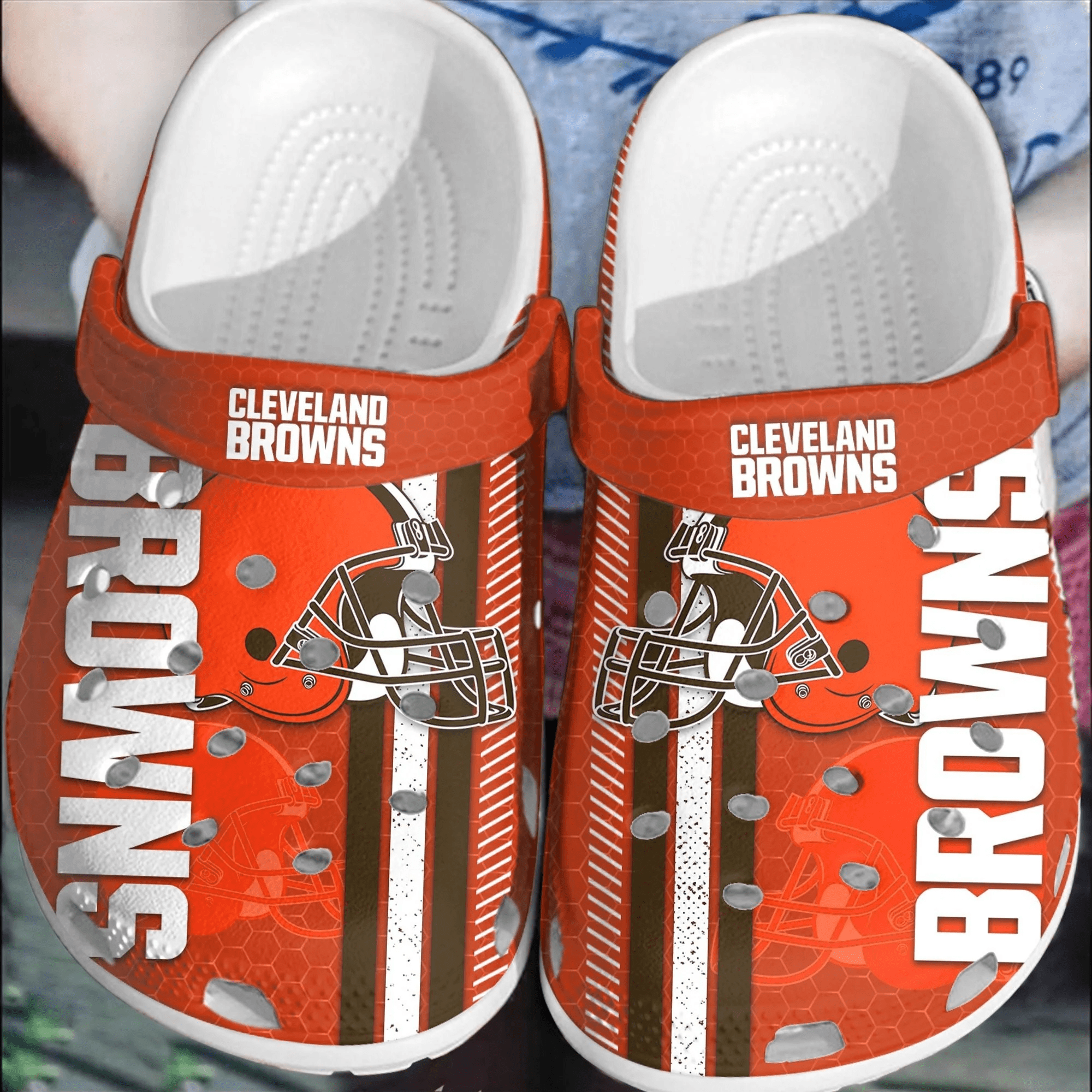 NFL Cleveland Browns Football Crocband Clogs Comfortable Crocss Shoes For Men Women