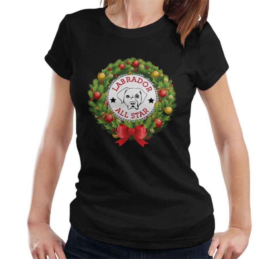 Labrador All Star Christmas Wreath Women’s T-Shirt