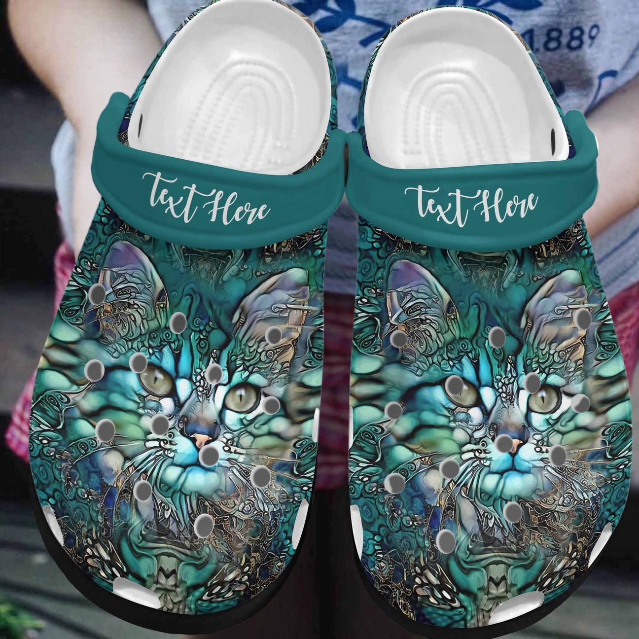 Cat Personalized Clog, Custom Name, Text, Color, Number Fashion Style For Women, Men, Kid, Print 3D Green Eyes