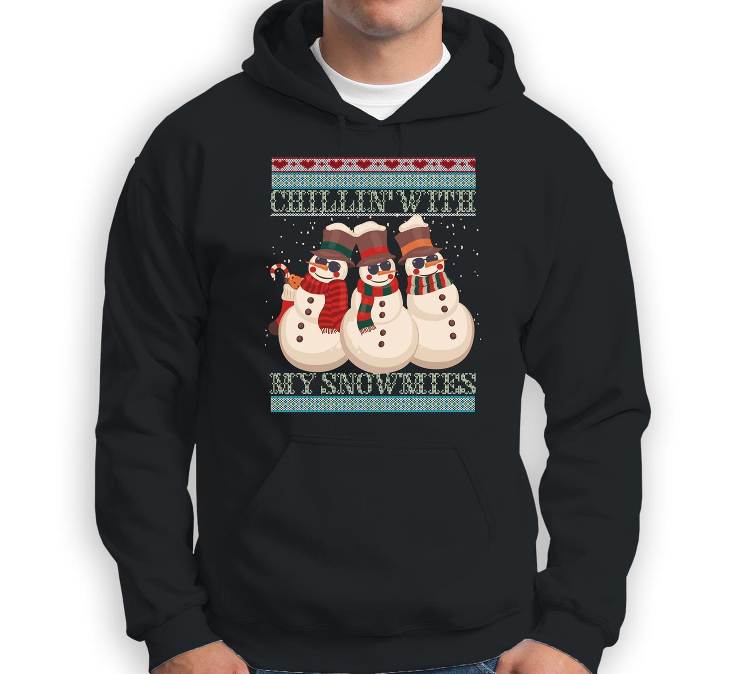 Chillin’ With My Snowmies Ugly Christmas Snowman Graphic Unisex T Shirt, Sweatshirt, Hoodie Size S – 5XL