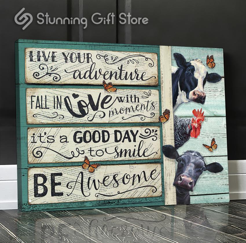 Stunning Gift Awesome Animal Farm Canvas It’S A Good Day To Smile Wall Art