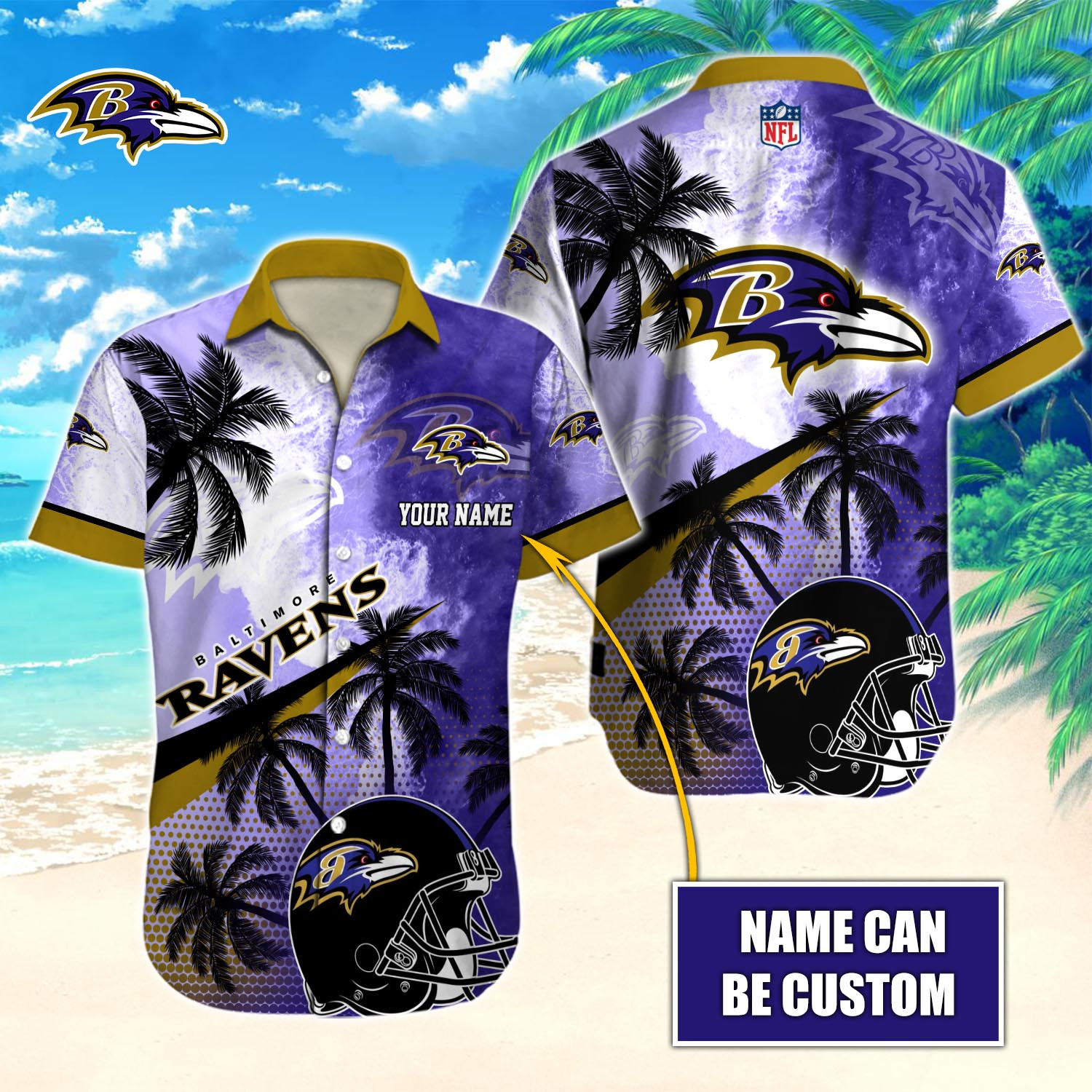 Baltimore Ravens Nfl-Hawaiian Shirt Custom T-40151